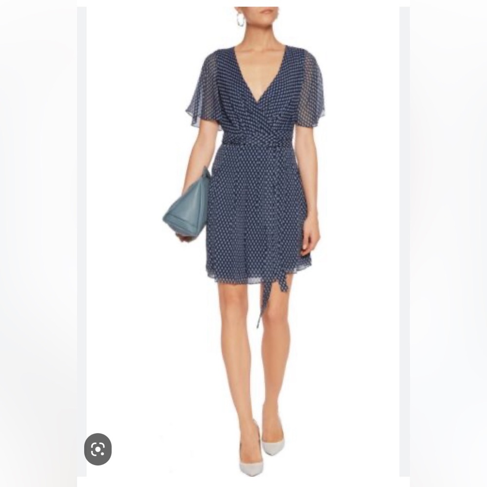 DVF Katrina Zomba Mini Midnight Silk Dress. Size 6. NWT